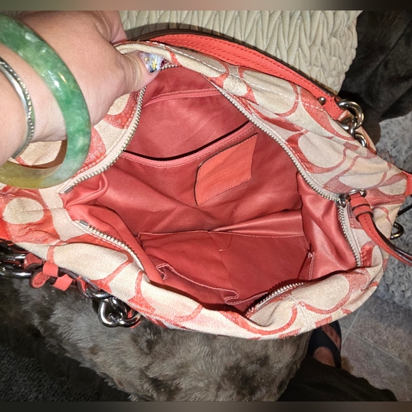 Coach Coral/Salmon Signature Pattern Bag - Rehab Project - Picture 4 of 10